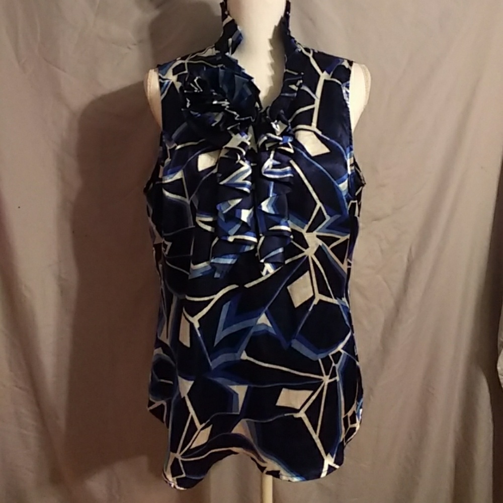 Blue white tank top blouse